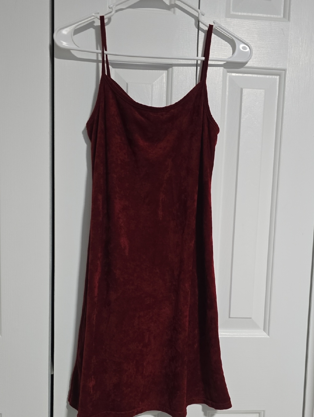 Women's Burgundy Slip Dress - Sleeveless Spaghetti Strap